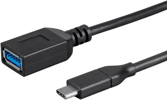 Main image of Monoprice USB C to USB A Female 3.1 Gen 1 Extension Cable - 0.5 Feet - Black | Fast Charging, 5Gbps, 3A, 30AWG, Type C - Essentials Series