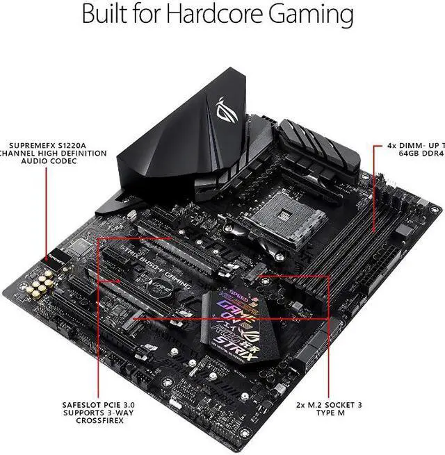 Alt view image 4 of 14 - ASUS ROG STRIX B450-F GAMING AM4 AMD B450 SATA 6Gb/s USB 3.1 HDMI ATX AMD Motherboard