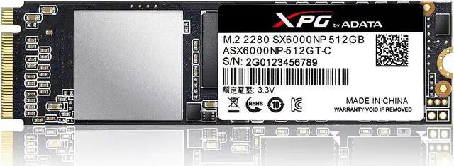 Alt view image 3 of 12 - XPG SX6000 512GB M.2 PCIe NVMe Internal SSD w/ DIY Heatsink  (ASX6000NP-512GT-C)