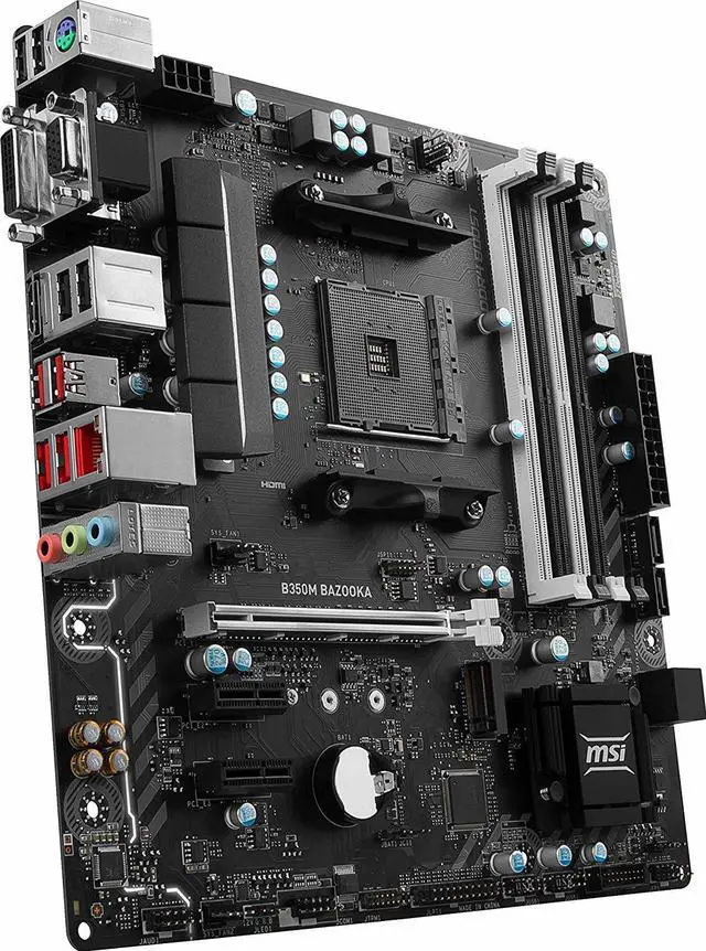 Alt view image 4 of 6 - MSI Motherboard B350M BAZOOKA AMD B350 Chipset AM4 DDR4 Memory 1 x PCI Express 3.0 x 16 Micro ATX