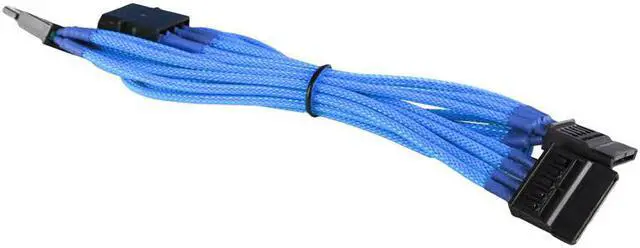 Main image of Blue 4-Pin to 3x SATA Cable Cord Premium Braided Adapter PC Computer