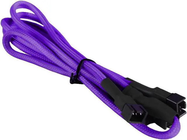 Main image of Purple 3-Pin to 4 x 3-Pin Computer Case Black Sleeved Fan Power Y-Splitter Cable for PC Computers