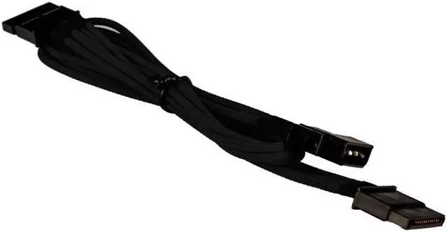 Main image of Black 4-pin to 2 x SATA Cable Power Cord Premium Braided Adapter