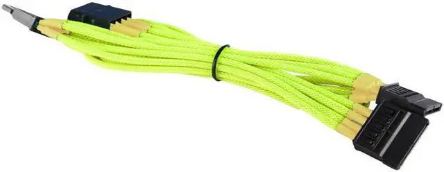 Main image of Yellow 4-Pin to 3x SATA Cable Cord Premium Braided Adapter PC Computer