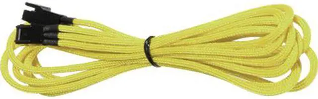 Main image of Yellow 3-Pin Fan Extension Cable Cord Premium Braided Adapter PC Computer