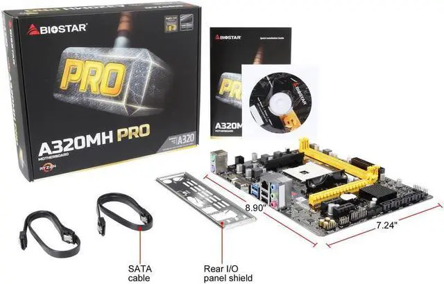 Alt view image 5 of 5 - BIOSTAR A320MH PRO AM4 SATA 6Gb/s USB 3.1 HDMI Micro ATX AMD Motherboard