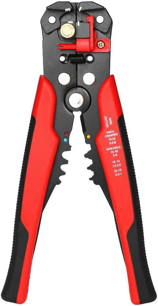 Main image of Multi-functional 8" Self-adjusting Cable Wire Stripper With Cutter & Crimper Automatic Wire Stripping Pliers Crimping Tool 10-24AWG - Red