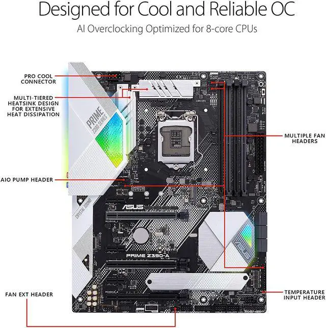 Alt view image 3 of 8 - ASUS Prime Z390-A LGA 1151 (300 Series) Intel Z390 HDMI SATA 6Gb/s USB 3.1 ATX Intel Motherboard