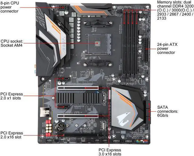 Alt view image 6 of 8 - GIGABYTE X470 AORUS ULTRA GAMING AM4 AMD X470 SATA 6Gb/s USB 3.1 HDMI ATX AMD Motherboard