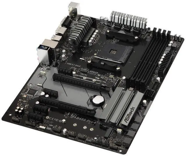 Alt view image 3 of 9 - ASRock B450 PRO4 AM4 AMD B450 SATA 6Gb/s USB 3.1 HDMI ATX AMD Motherboard