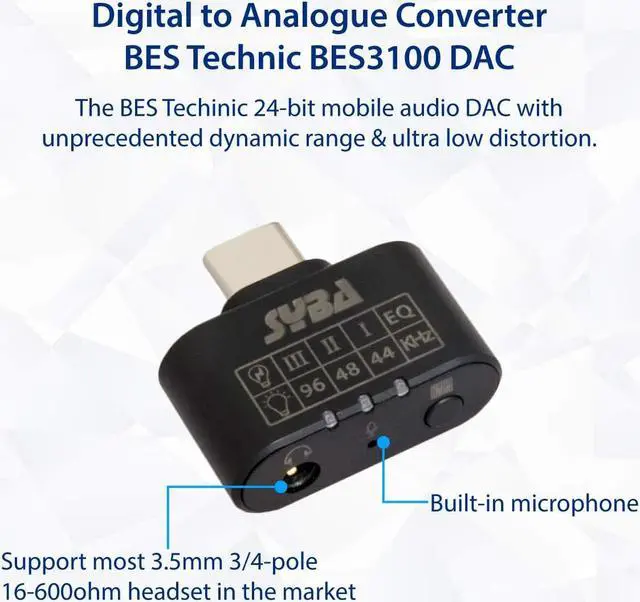 Alt view image 4 of 7 - Syba 96 KHz 24 Bit DAC Type-C Audio Adapter to 35mm Headphone Amplifier 3 Level EQ support