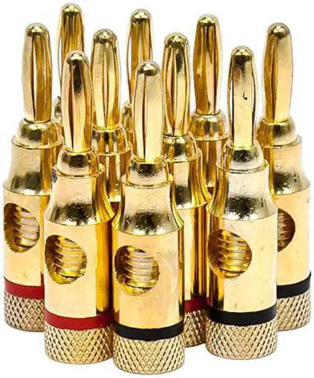Alt view image 4 of 11 - Monoprice High Quality Gold Plated Speaker Banana Plugs – 5 Pairs – Open Screw Type, For Speaker Wire, Home Theater, Wall Plates And More