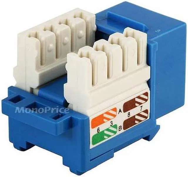 Alt view image 8 of 15 - Monoprice Cat5e Punch Down Keystone Jack for 22-24AWG Solid Wire, Blue