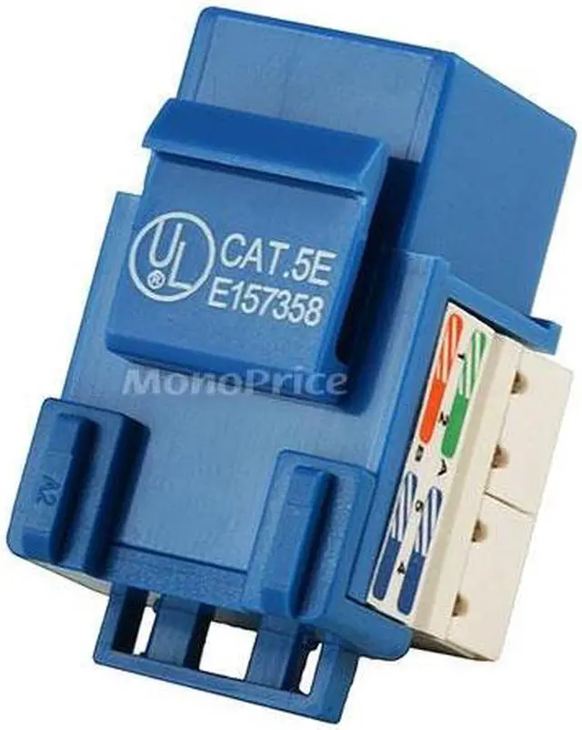 Alt view image 10 of 15 - Monoprice Cat5e Punch Down Keystone Jack for 22-24AWG Solid Wire, Blue