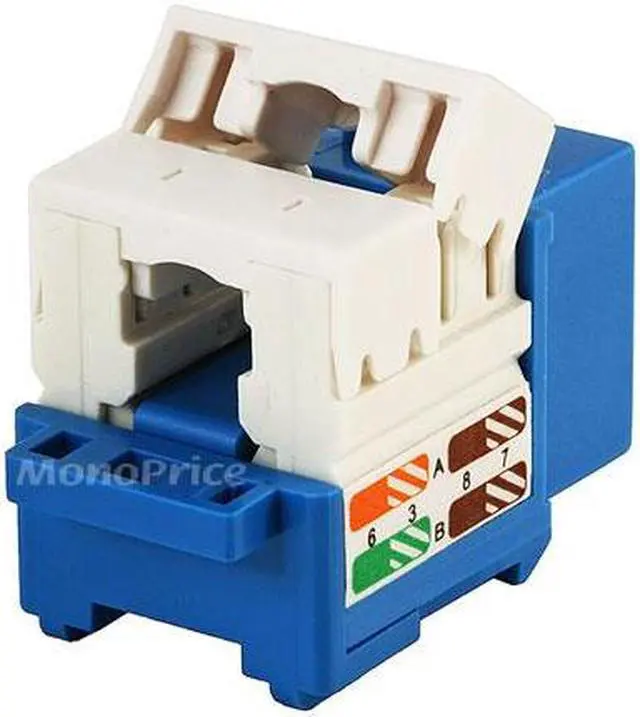 Alt view image 9 of 15 - Monoprice Cat5e Punch Down Keystone Jack for 22-24AWG Solid Wire, Blue