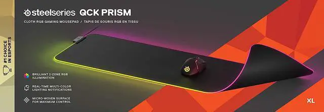 Alt view image 5 of 20 - steelseries qck gaming surface  xl rgb prism cloth  best selling mouse pad of all time  sized to cover desks / ca: steelseries qck gaming surface  optimized for gaming sensors