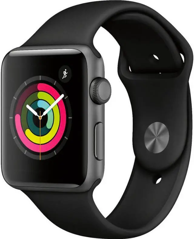 Alt view image 12 of 20 - Apple Watch Series 3 GPS w/ 42MM Space Gray Aluminum Case & Black Sport Band