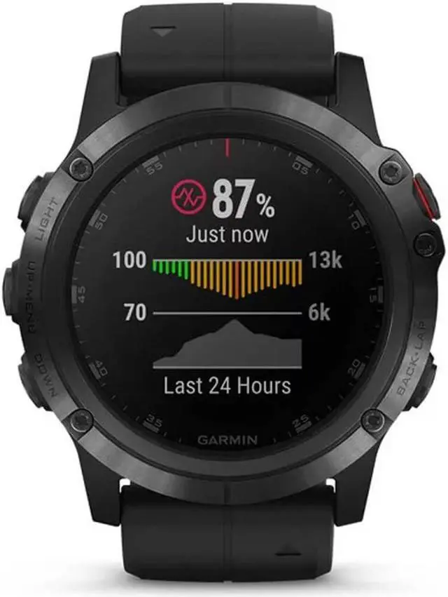 Alt view image 20 of 20 - Garmin fenix 5X Plus Sapphire Black with Black Band 5X Plus Sapphire Black with Black Band