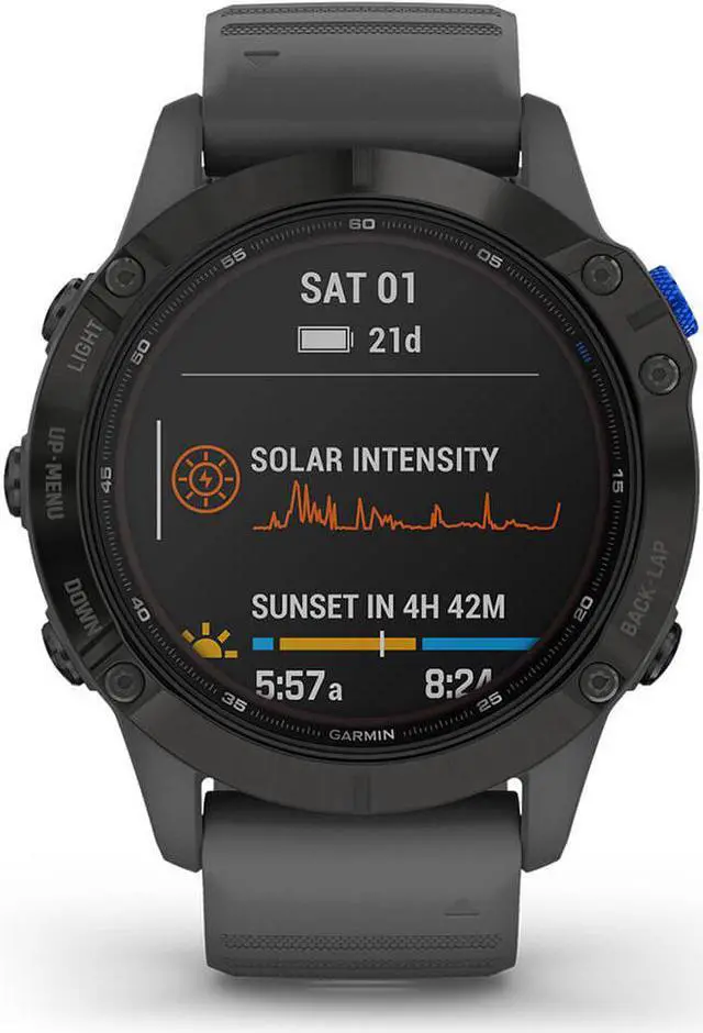Alt view image 4 of 19 - Garmin FENIX6SOLBKS GARMIN FENIX 6 PRO SOLAR WATCH