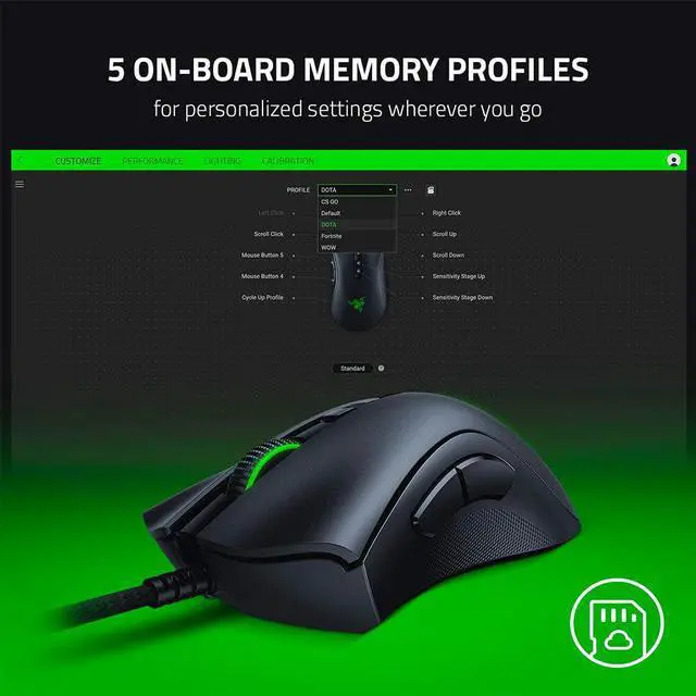 Alt view image 9 of 20 - Razer DeathAdder V2 - 20,000 DPI - 8 Programmable buttons