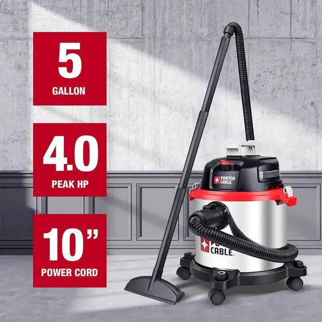 Alt view image 6 of 7 - PORTER-CABLE PCX18301-4B 4 Gallon 4 Peak Horsepower Wet and Dry Vacuum Cleaner