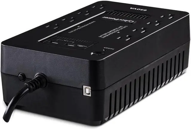 Alt view image 6 of 8 - 650VA 8-Outlet UPS Battery Backup with USB