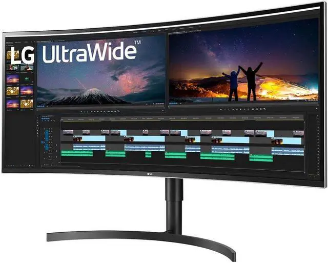 Alt view image 9 of 20 - LG 38WN75C-B 38-Inch Class 21:9 Curved UltraWide QHD+ (3840 x 1600) IPS Display with HDR 10 and Tilt/Height Adjustable Stand, Black