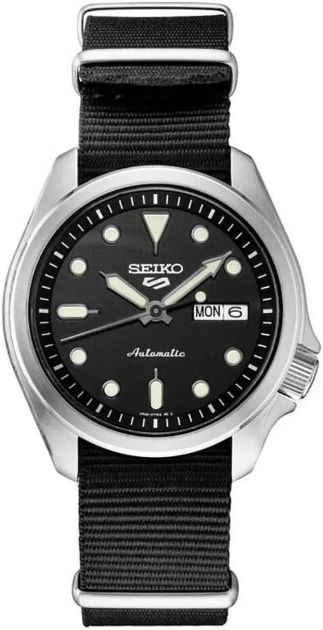 Main image of Seiko SRPE67 5 Sports 24-Jewel Stainless Steel Watch with Black Nylon Strap