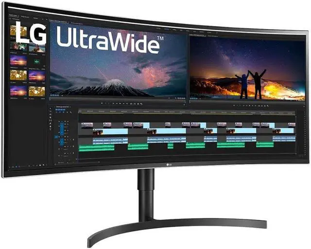 Alt view image 10 of 20 - LG 38WN75C-B 38-Inch Class 21:9 Curved UltraWide QHD+ (3840 x 1600) IPS Display with HDR 10 and Tilt/Height Adjustable Stand, Black