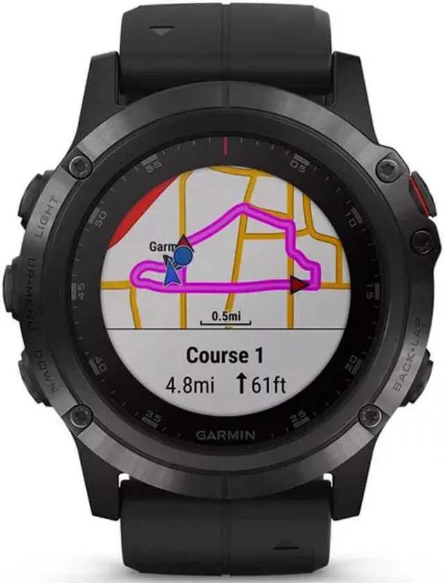 Alt view image 12 of 20 - Garmin fenix 5X Plus Sapphire Black with Black Band 5X Plus Sapphire Black with Black Band