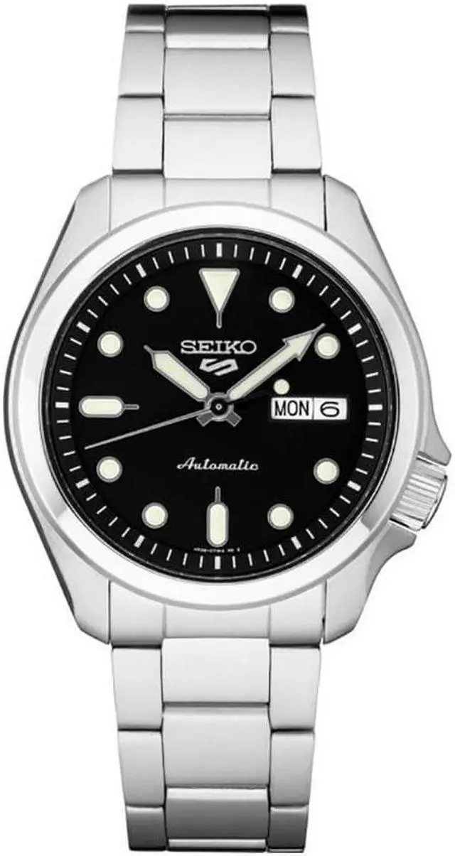 Main image of Seiko SRPE55  5 Sports 24-Jewel Stainless Steel Watch with Black Dial and White Accents