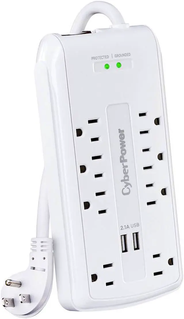 Alt view image 3 of 4 - CyberPower P806U Home Office Surge-Protector - 8 Outlets