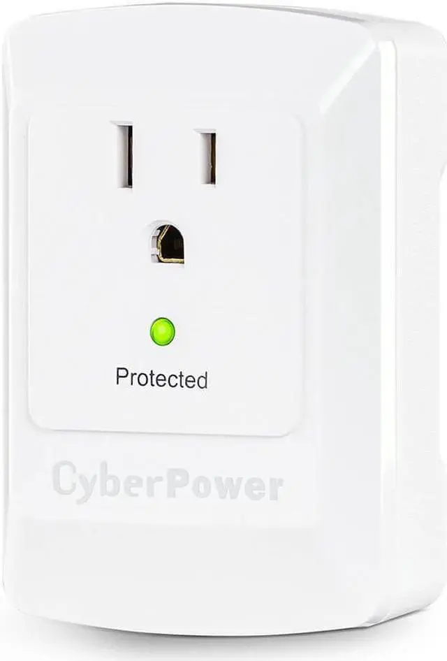 Main image of CyberPower B100WRC1 Essential 1 Outlets Surge Tap, White, 125 Volts