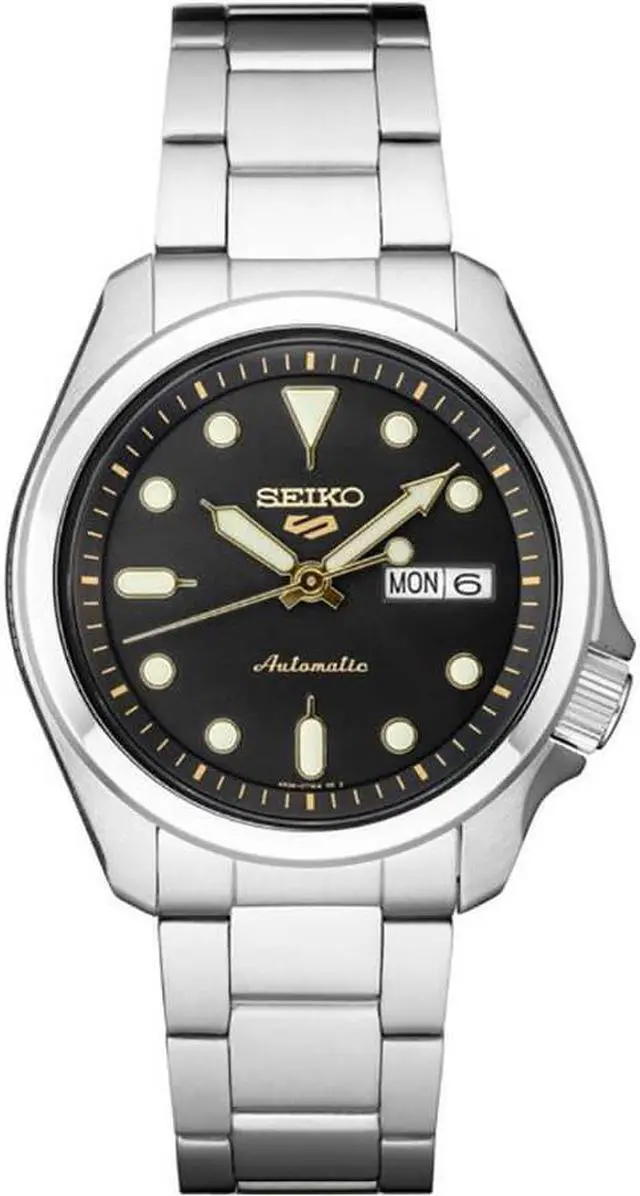 Main image of Seiko SRPE57 5 Sports 24-Jewel Stainless Steel Watch with Black Dial