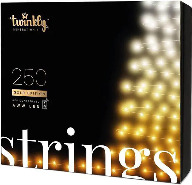 Alt view image 2 of 16 - Twinkly Strings App-Controlled LED Christmas Lights 250 AWW (Amber & White)