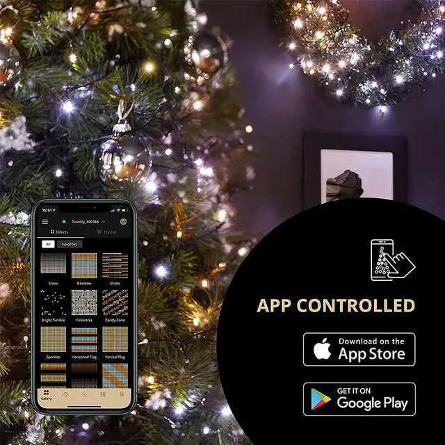 Alt view image 4 of 16 - Twinkly Strings App-Controlled LED Christmas Lights 250 AWW (Amber & White)