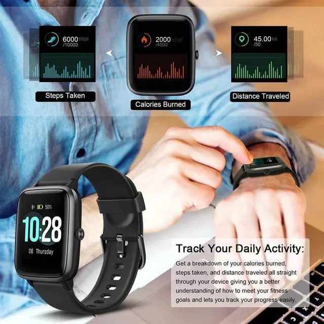 Alt view image 17 of 20 - Letsfit ID205L Smart Watch Fitness Tracker with Heart Rate Monitor Activity Tracker