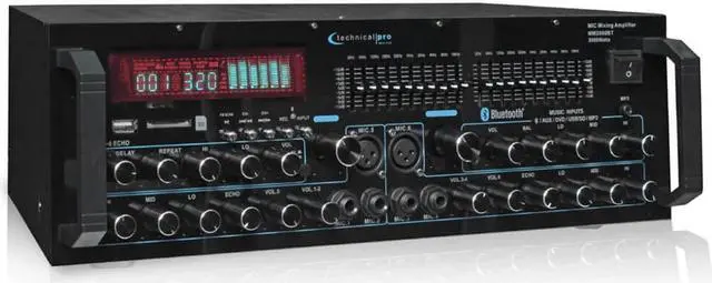 Alt view image 10 of 16 - Technical Pro MM2000BT Pro Mic Mixing Amplifier