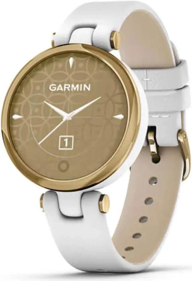 Main image of Garmin Lily Classic Edition, Light Gold Bezel w White Case & Italian Leather Band Watch