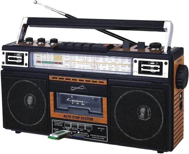 Alt view image 7 of 13 - SUPERSONIC INC SC-3201BT WD 4 BAND RADIO & CASSETTE PLAYER + CASSETTE TO MP3 CONVERTER & BLUETOOTH