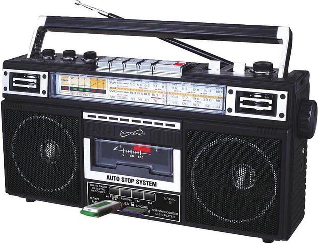 Alt view image 4 of 14 - Supersonic SC-3201BT-BK 4 Band Radio & Cassette Player + Cassette To Mp3 Converter & Bluetooth (Black)