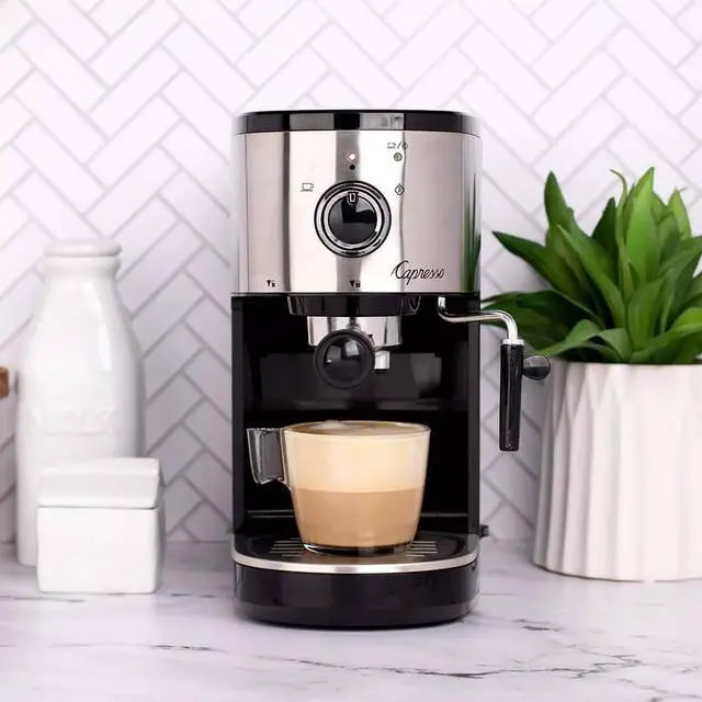 Alt view image 3 of 4 - Capresso 12005 Compact Espresso and Cappuccino Machine - Black/Stainless
