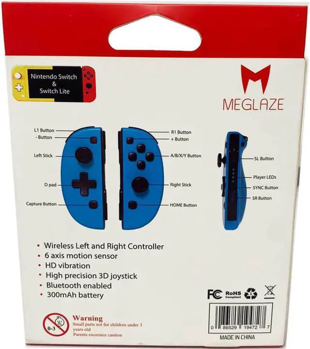 Alt view image 4 of 4 - Meglaze NSWMGCONBLBL Wireless Controllers - Neon Blue/Neon Blue for Switch
