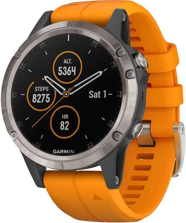 Alt view image 7 of 9 - Garmin fenix 5 Plus Sapphire Edition Multi-Sport Training GPS Watch (47mm, Titanium with Solar Flare Orange
