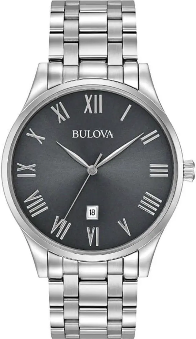 Alt view image 6 of 15 - Bulova Mens Charcoal Dial Stainless Steel Dress Quartz Watch 96B261