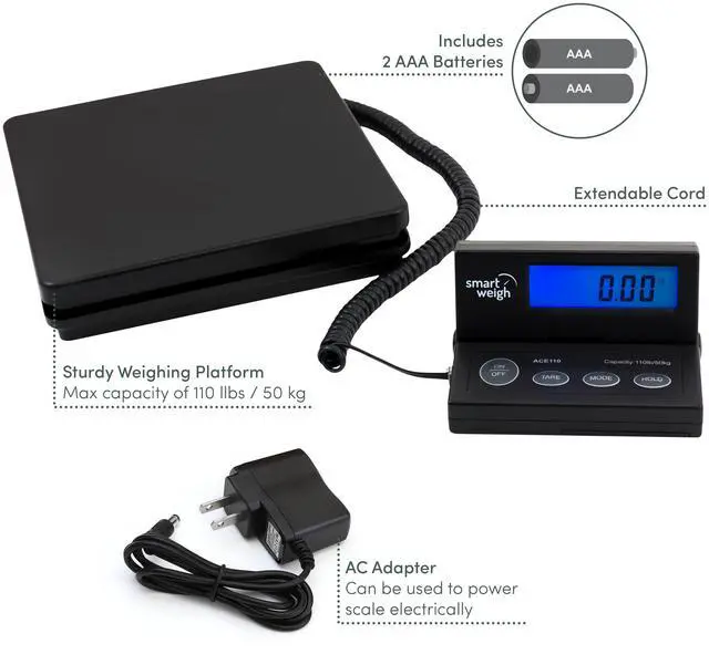Alt view image 6 of 10 - Smart Weigh Digital Shipping Postal Scale (110lb.) with Extendable Cord