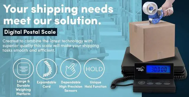 Alt view image 2 of 10 - Smart Weigh Digital Shipping Postal Scale (110lb.) with Extendable Cord