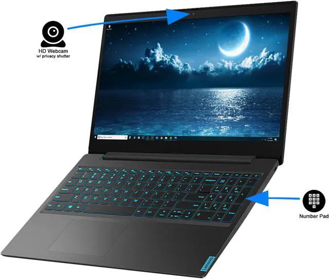 Alt view image 4 of 7 - Lenovo IdeaPad L340 Gaming Notebook, 15.6" FHD Display, Intel Core i5-9300HF Upto 4.1GHz, 8GB RAM, 256GB NVMe SSD, NVIDIA GeForce GTX 1650, HDMI, Wi-Fi, Bluetooth, Windows 10 Home (81LK01MSUS)