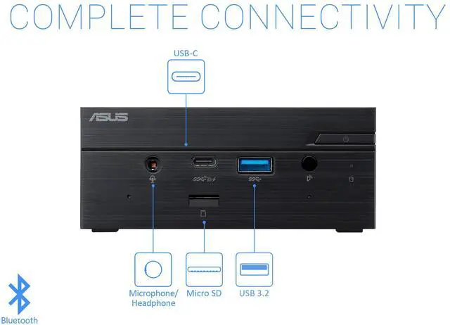 Alt view image 3 of 10 - ASUS PN50 Mini PC, AMD Ryzen 5 4500U Upto 4.0GHz, 16GB RAM, 256GB NVMe SSD, HDMI, DisplayPort, Card Reader, Wi-Fi, Bluetooth, Windows 10 Pro
