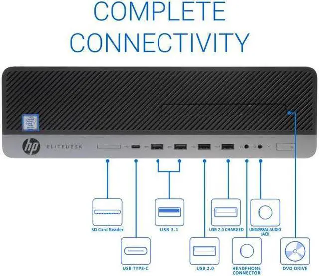 Alt view image 2 of 7 - HP EliteDesk 800 G4 Desktop, Intel Core i7-8700 Upto 4.6GHz, 32GB RAM, 256GB SSD + 1TB HDD, DVDRW, DisplayPort, Wi-Fi, Bluetooth, Windows 10 Pro